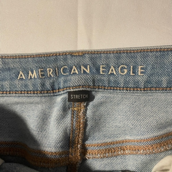 American Eagle Mom Distressed High Rise Light Blue Jeans - Picture 6 of 9